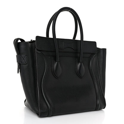 Celine Drummed Calfskin Micro Luggage Black 3 of 12