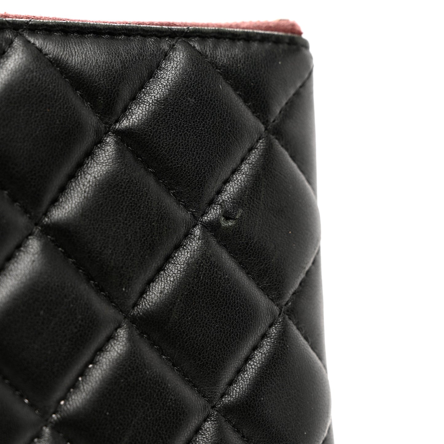 Lambskin Quilted Large Cosmetic Case Black