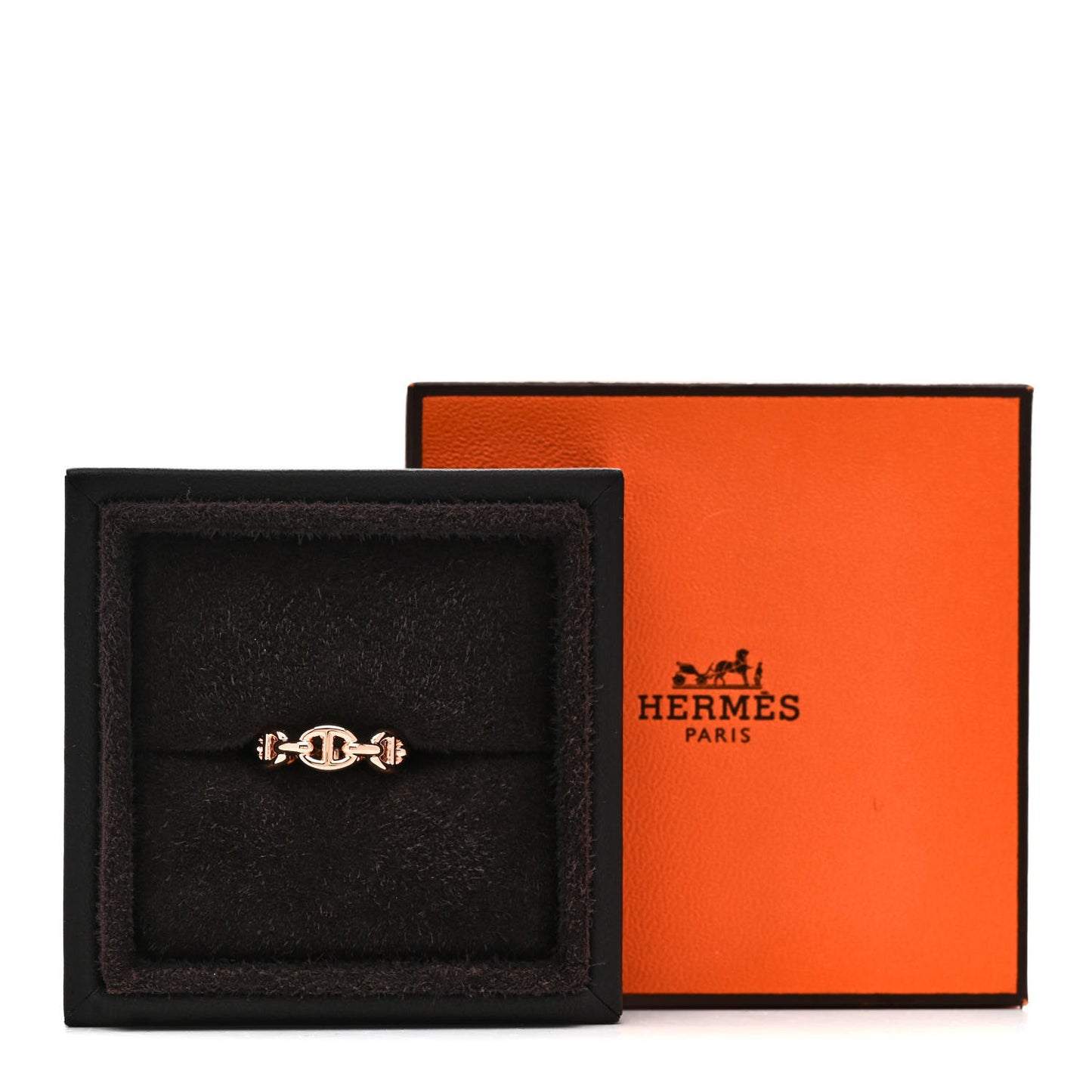 18K Rose Gold PM Chaine d'Ancre Enchainee Ring 48 4.5