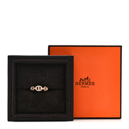 Hermes 18K Rose Gold PM Chaine d'Ancre Enchainee Ring 48 4.5 7 of 7