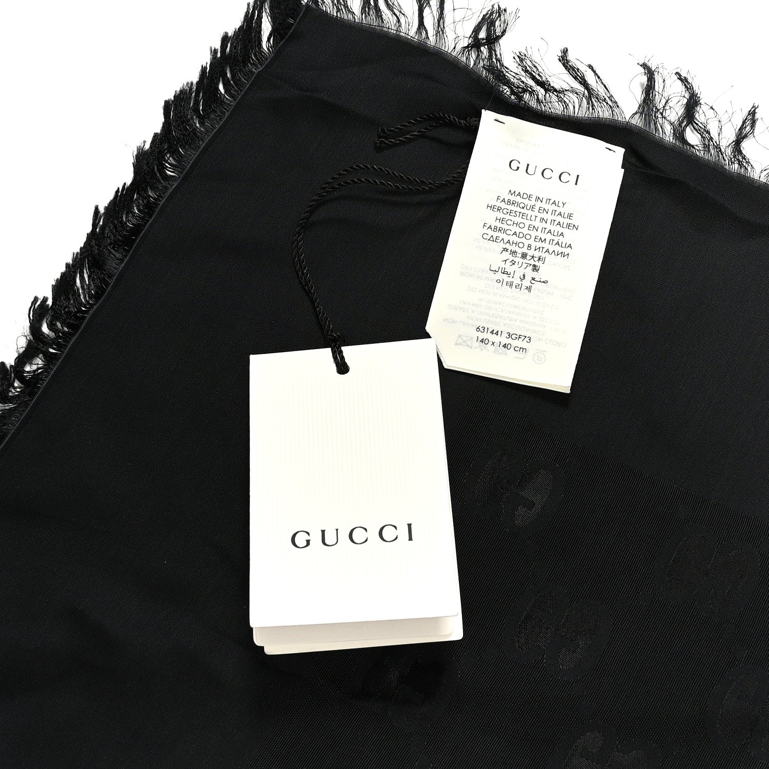 Gucci Viscose Modal GG Monogram Square Shawl Black 3 of 4