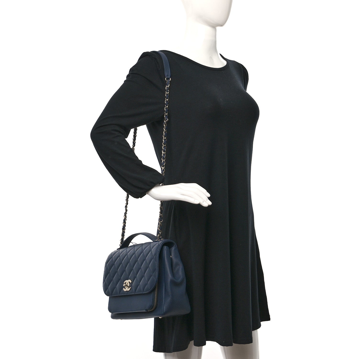 Chanel Caviar Quilted Large Business Affinity Flap Navy 2 of 12
