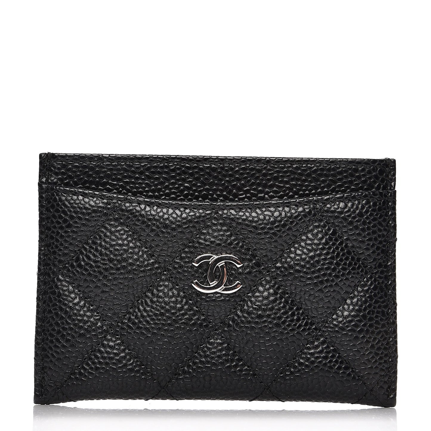 Caviar Quilted Card Holder Black