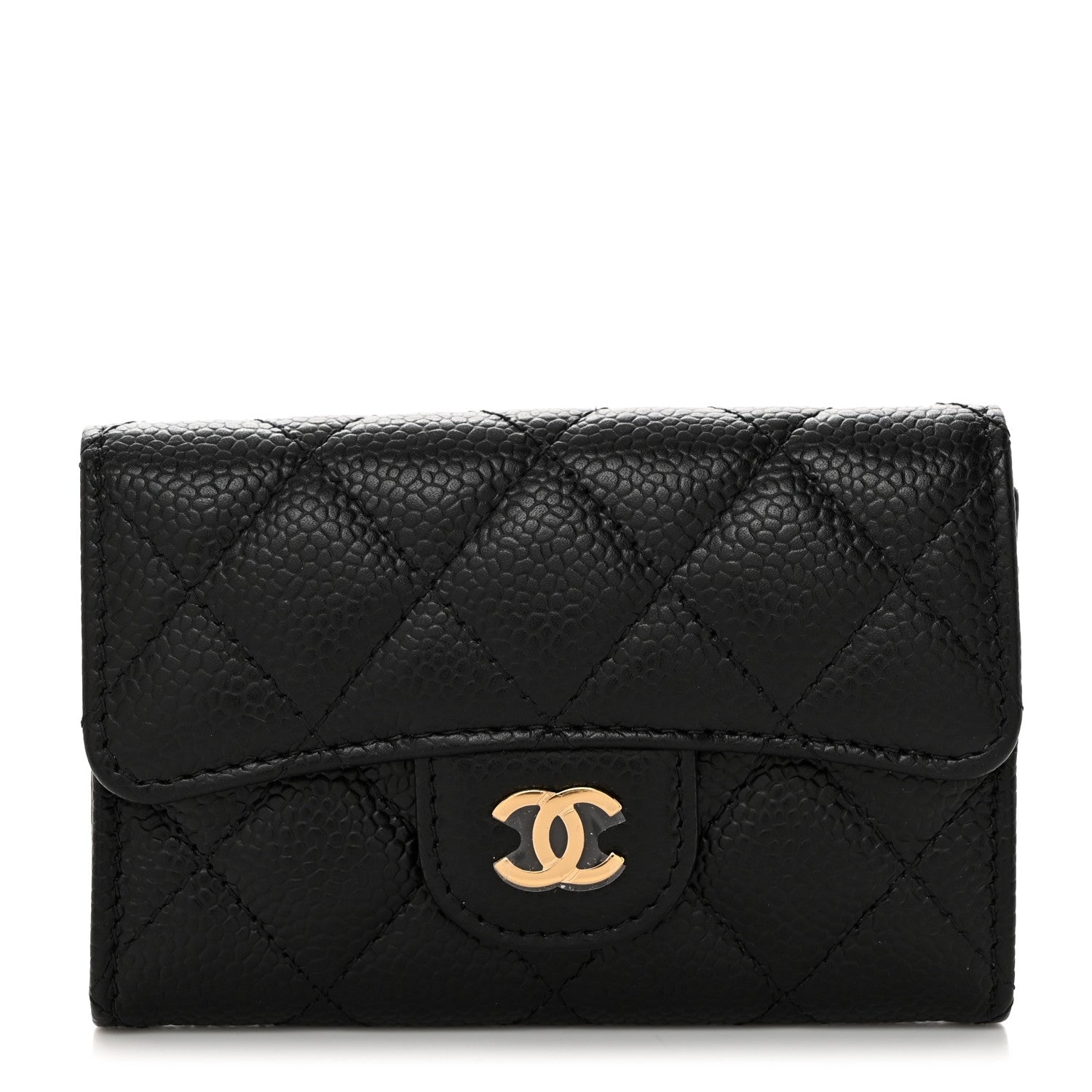 Chanel Caviar Quilted Flap Card Holder Wallet Black 1 of 8