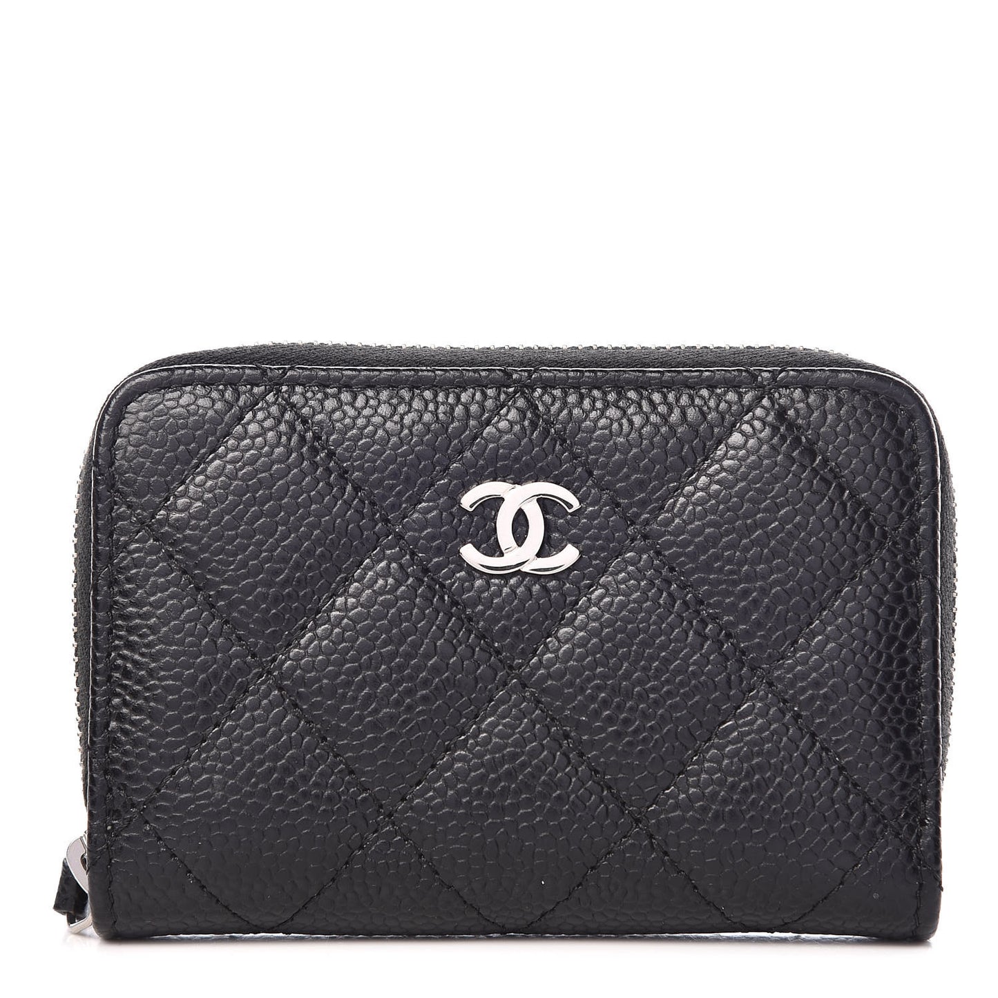 Caviar Quilted Zip Coin Purse Black
