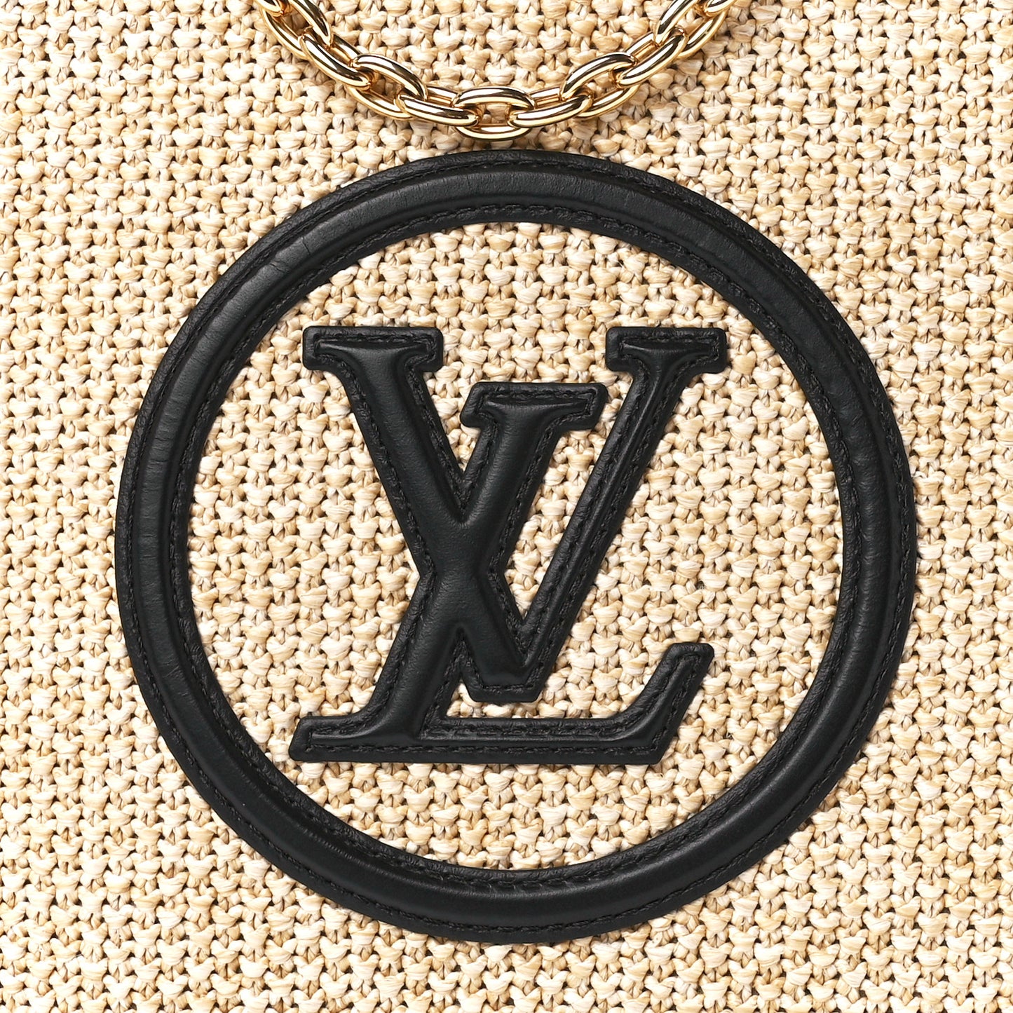 Raffia Calfskin Monogram Giant Pouch