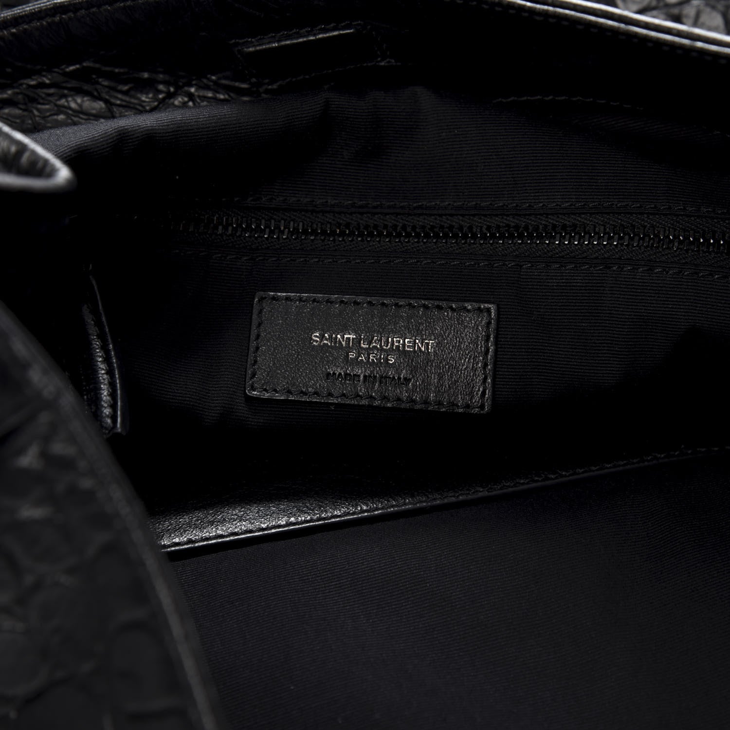 Saint Laurent Calfskin Crocodile Embossed Monogram Large Niki Shopping Bag Black 6 of 9