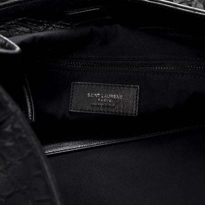 Saint Laurent Calfskin Crocodile Embossed Monogram Large Niki Shopping Bag Black 6 of 9