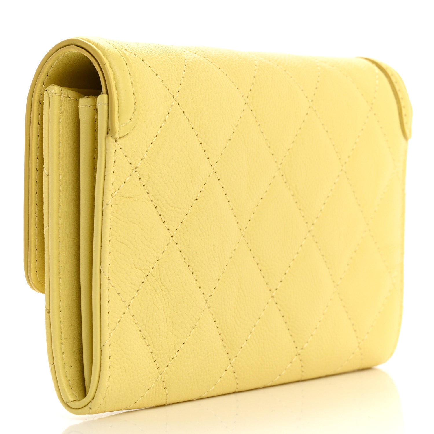 Chanel Caviar Quilted Medium Filigree Flap Wallet Yellow 3 of 13