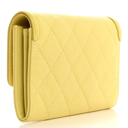 Chanel Caviar Quilted Medium Filigree Flap Wallet Yellow 3 of 13
