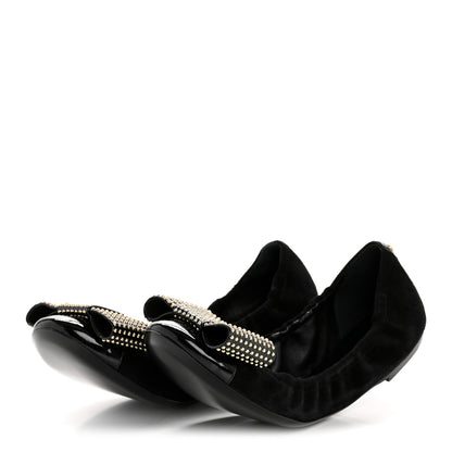 Louis Vuitton Suede Patent Studded Flirty Ballerina Bow Flats 39.5 Black 3 of 8