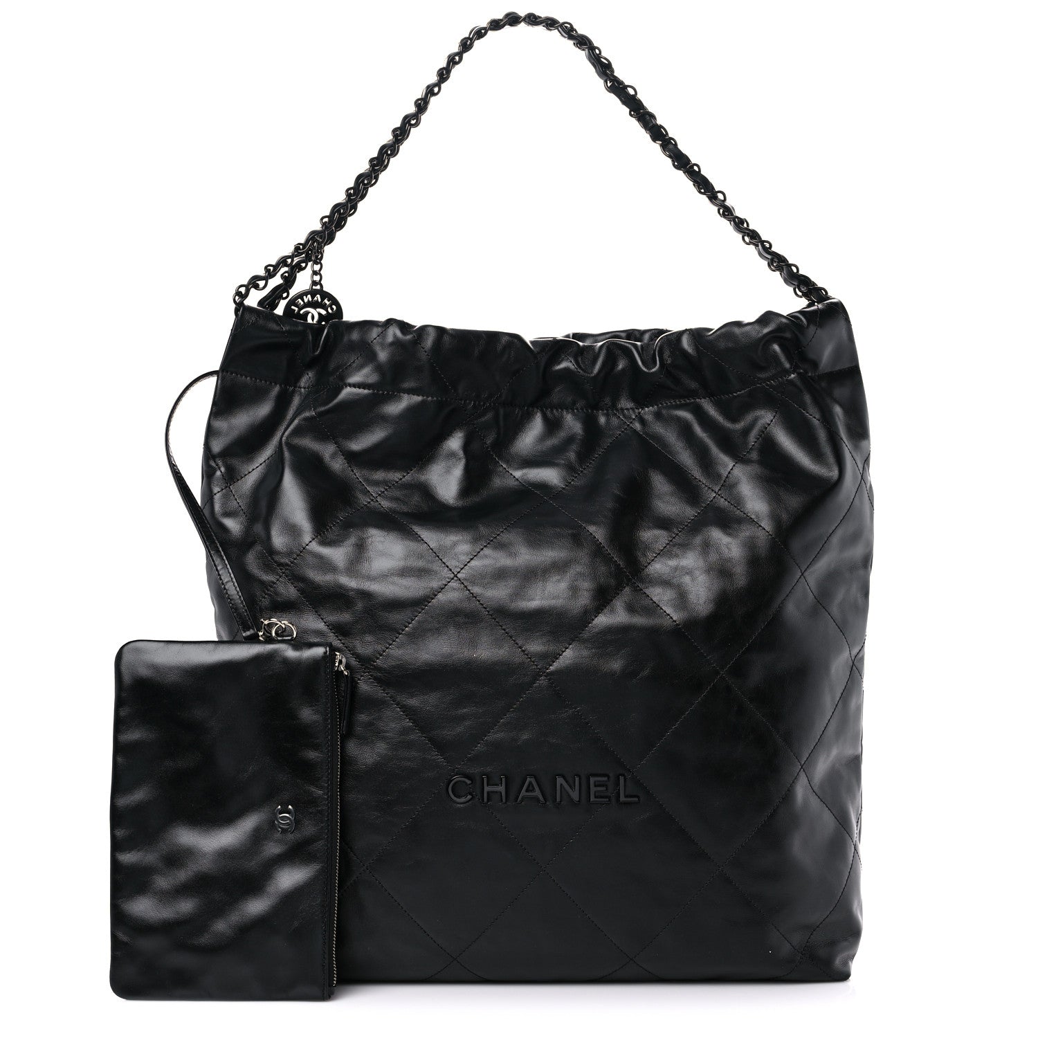 Chanel Shiny Calfskin Quilted Large Chanel 22 So Black 1 of 11