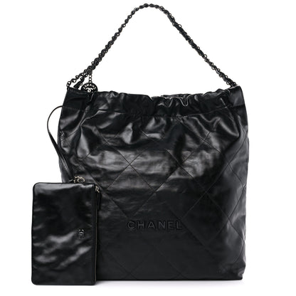 Chanel Shiny Calfskin Quilted Large Chanel 22 So Black 1 of 11