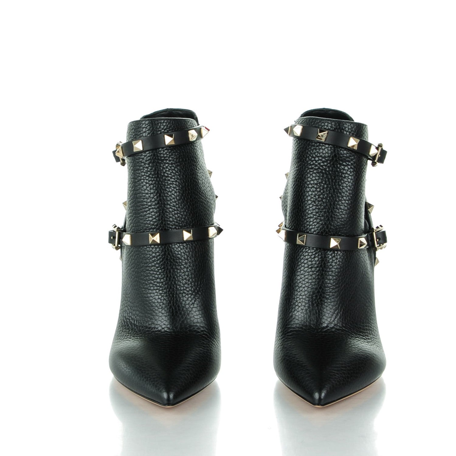 Valentino Garavani Grained Calfskin Rockstud Double Buckle 100mm Ankle Boots 38.5 Black 2 of 7