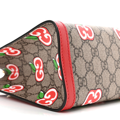 Gucci GG Supreme Monogram Apple Small Padlock Tote Beige Multicolor Lobster Red 9 of 10
