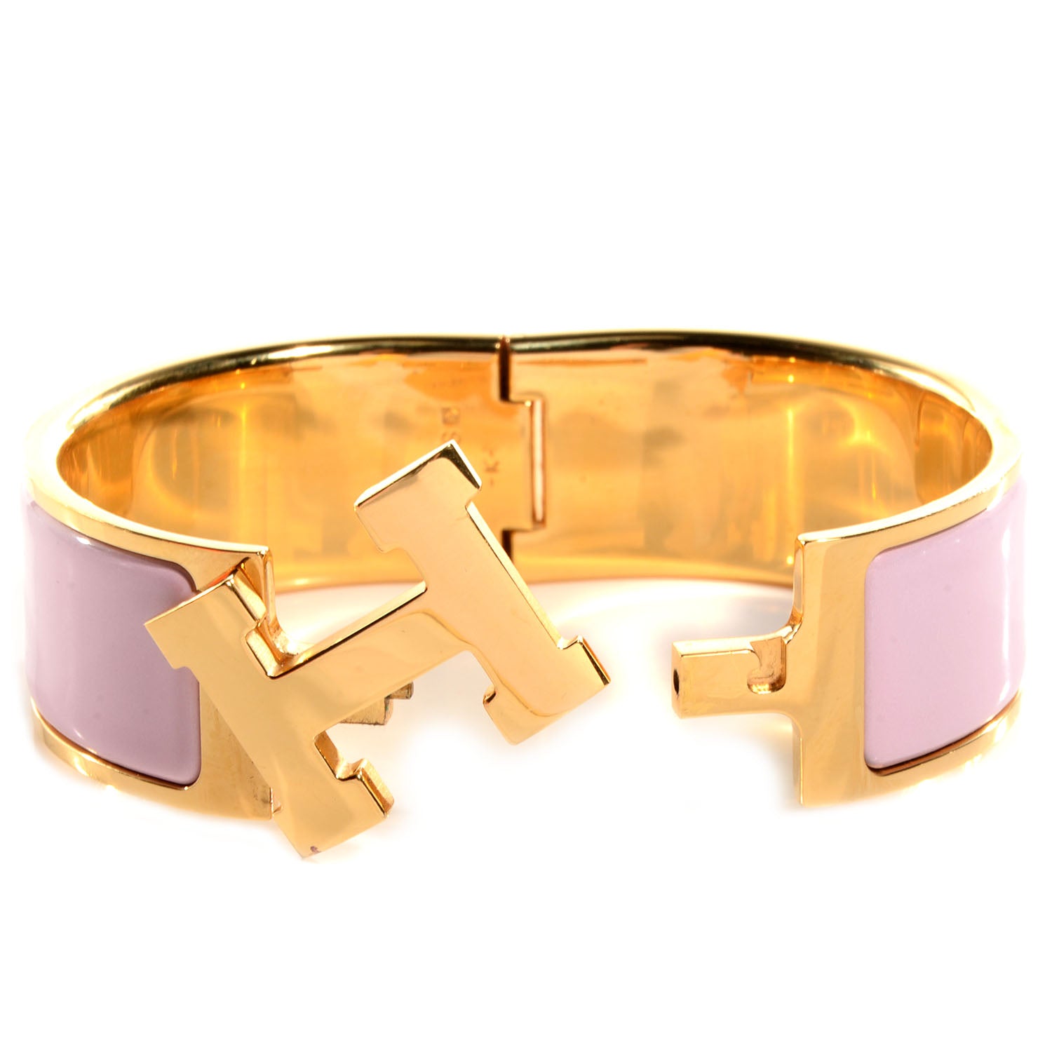 Hermes Enamel Wide Clic Clac H Bracelet PM Rose Dragee 5 of 5