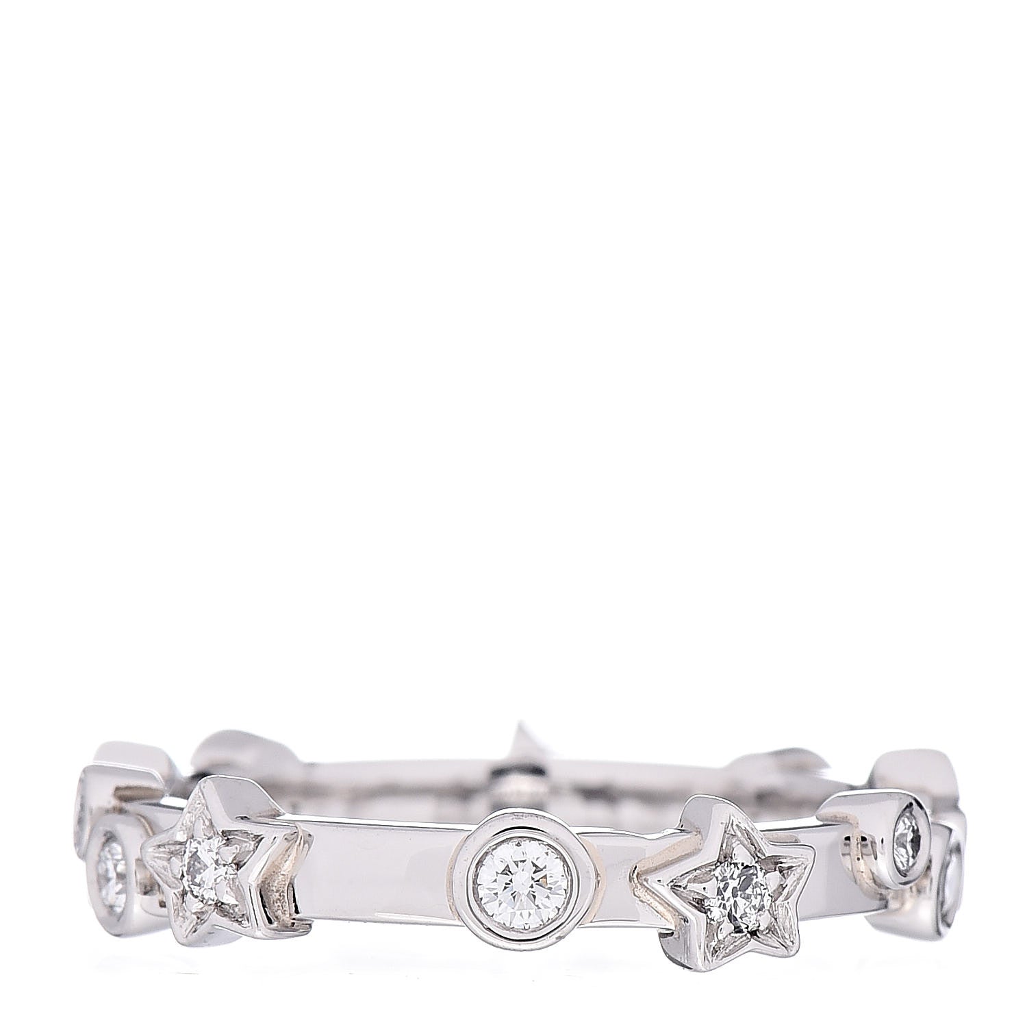 Chanel Platinum Diamond Comete Band Ring 47 4 3 of 5