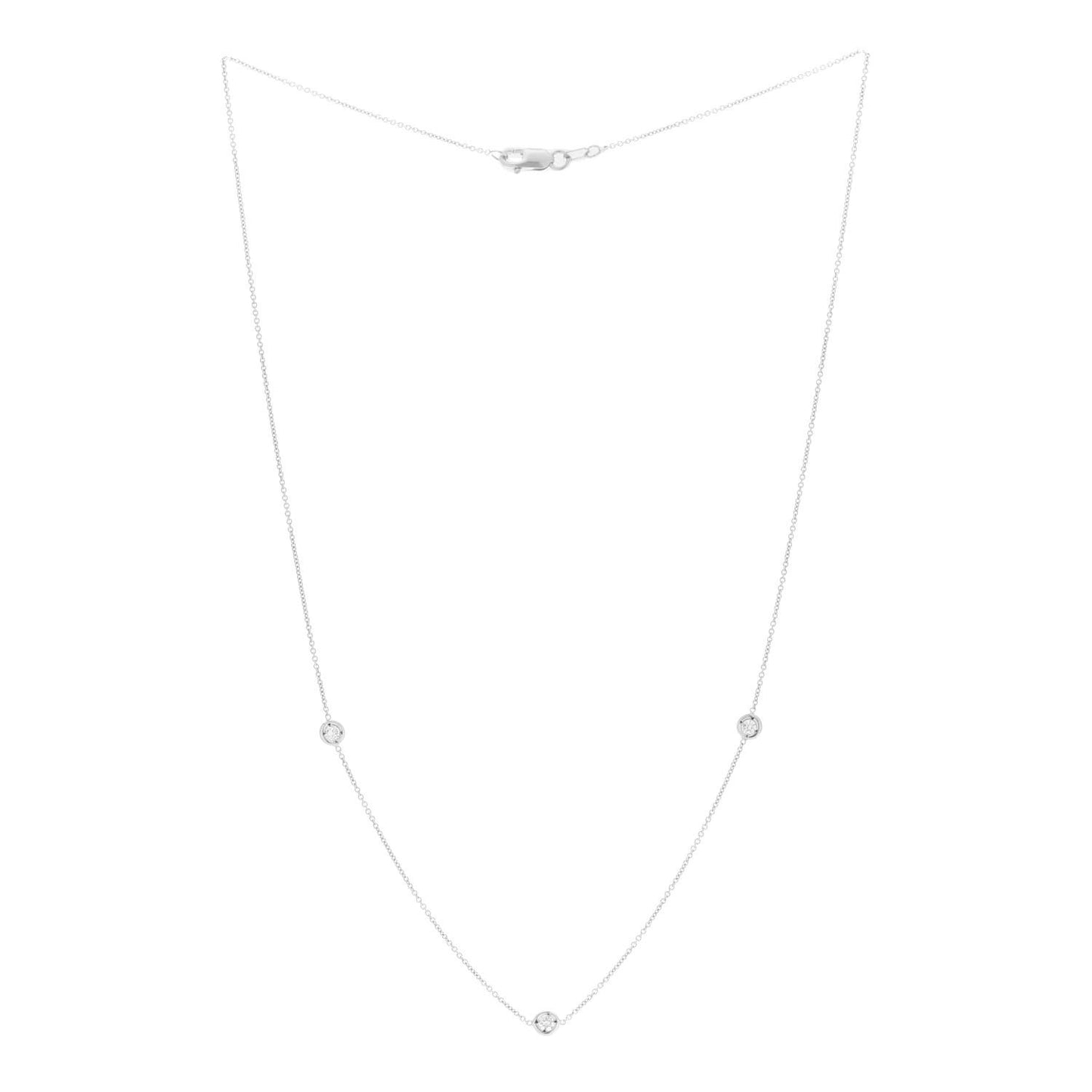 18K White Gold Diamond .15ctw Diamonds by the Inch Three Station Necklace