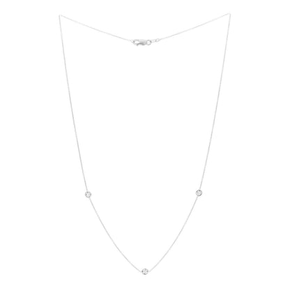 Roberto Coin 18K White Gold Diamond .15ctw Diamonds by the Inch Three Station Necklace 3 of 6