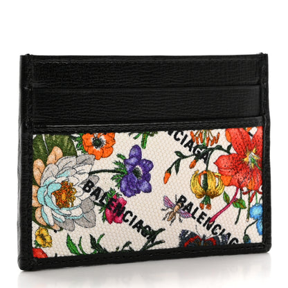 Balenciaga X GUCCI Canvas Azalea Calfskin Flora Logo Print Neo Classic Card Holder White Multicolor Black 3 of 5