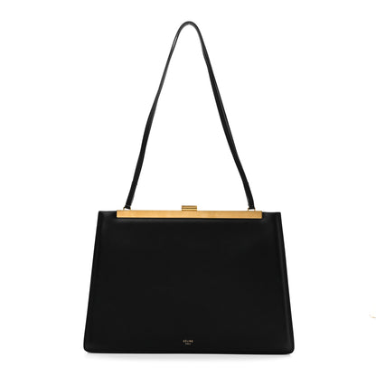 Celine Smooth Calfskin Medium Clasp Shoulder Bag Black 1 of 11