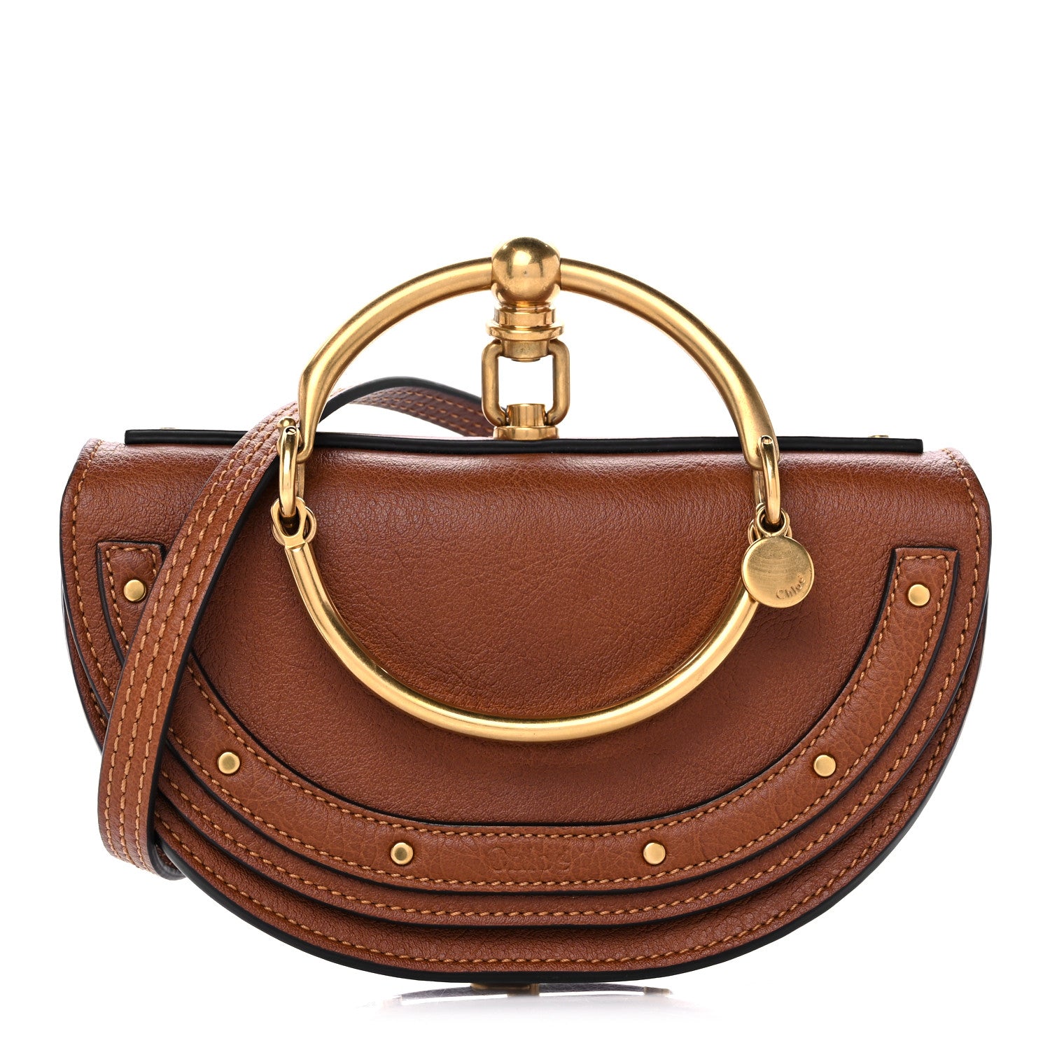 Chloe Calfskin Small Nile Bracelet Minaudiere Bag Caramel 1 of 9