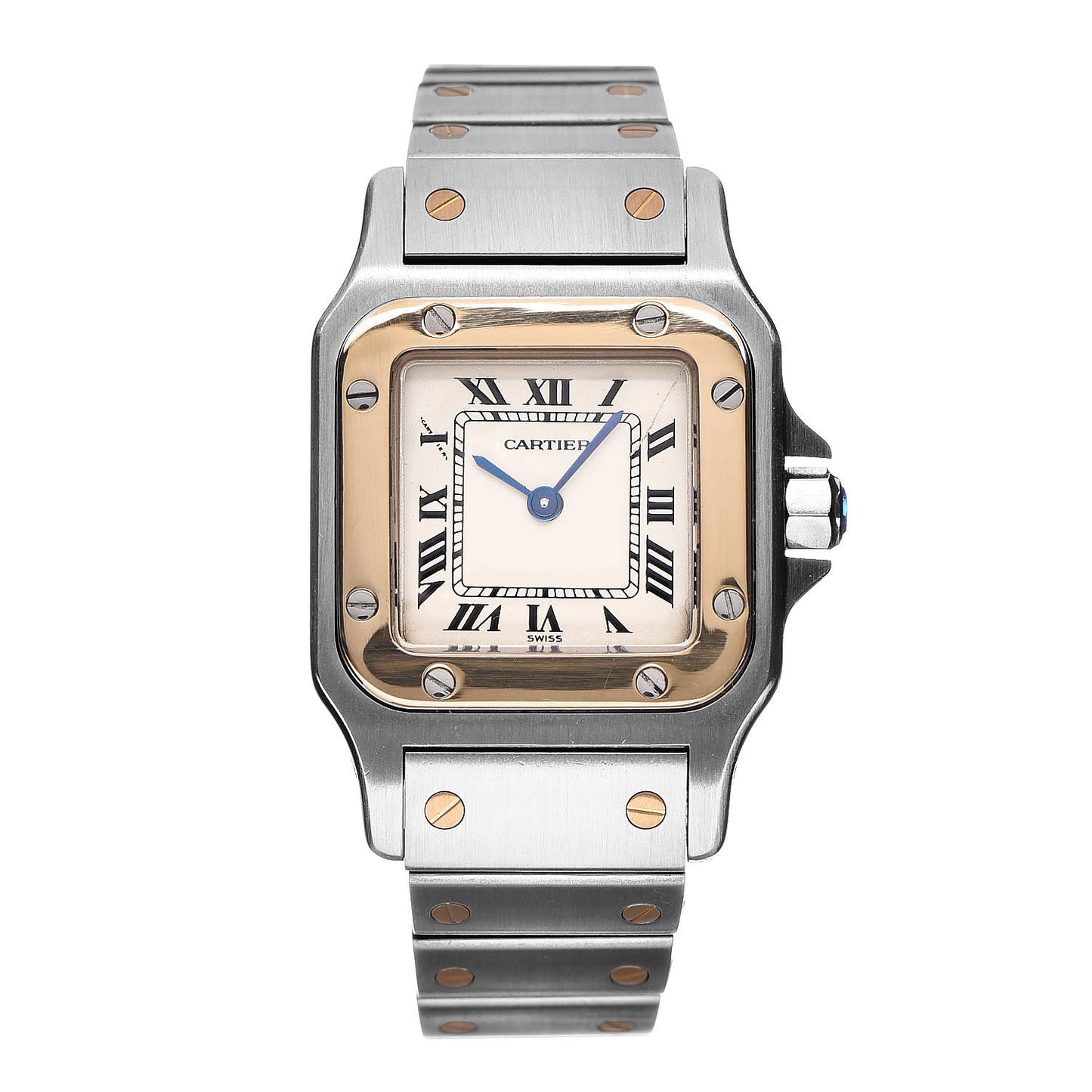 Stainless Steel 18K Yellow Gold 24mm Santos De Cartier Galbee Quartz Watch