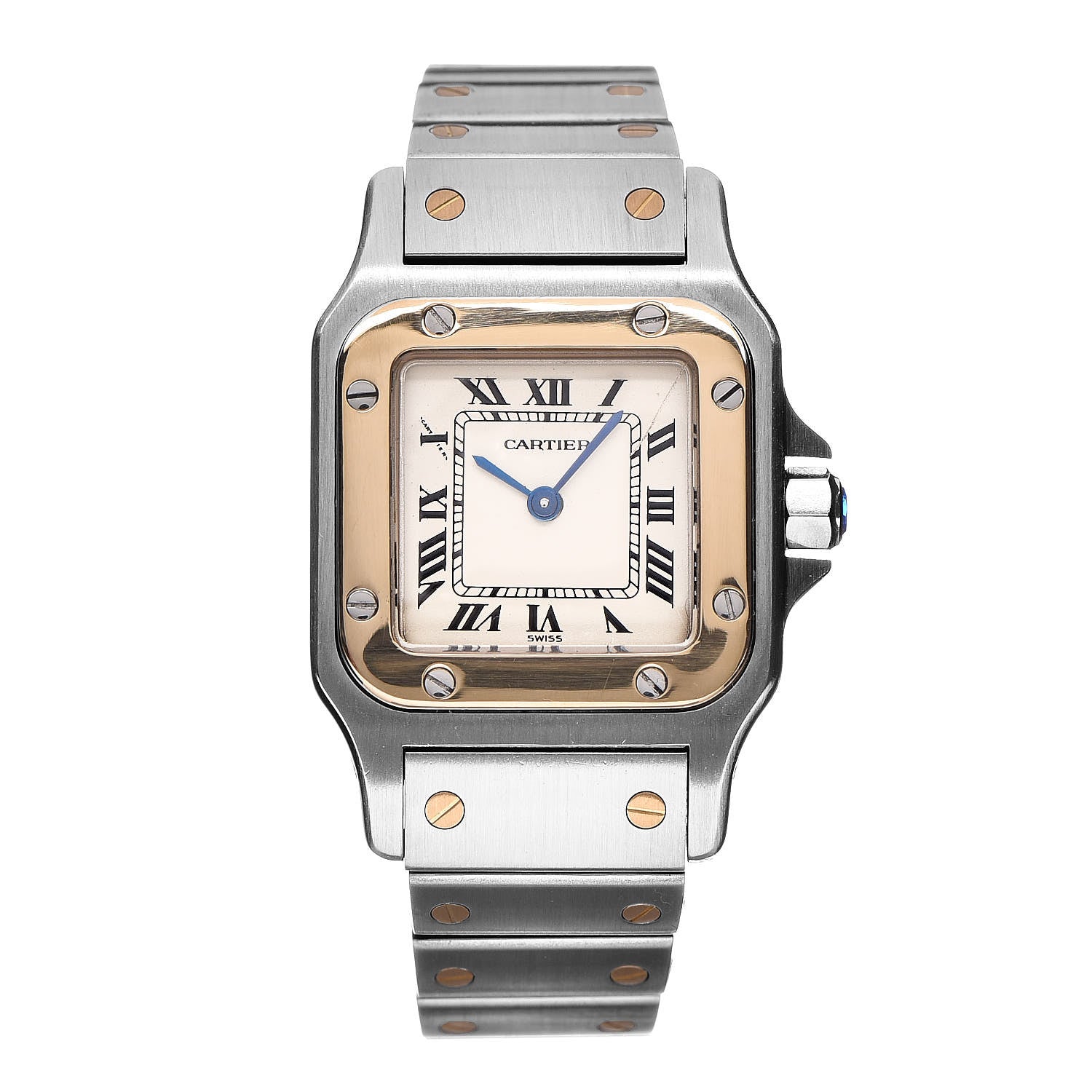 Cartier Stainless Steel 18K Yellow Gold 24mm Santos De Cartier Galbee Quartz Watch 1 of 8