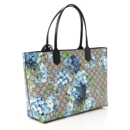 Gucci GG Supreme Monogram Blooms Medium Reversible Tote Beige Blue Navy 3 of 15