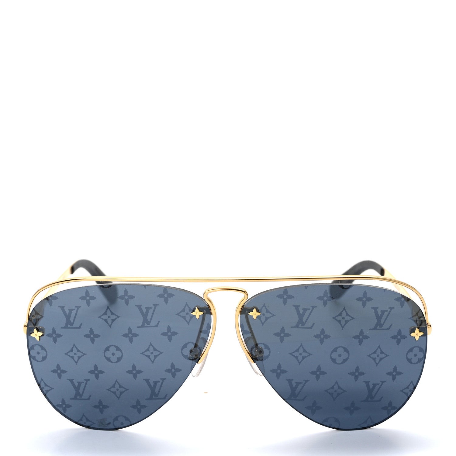 Louis Vuitton Metal Monogram Grease Sunglasses Z1172E Gold 2 of 9