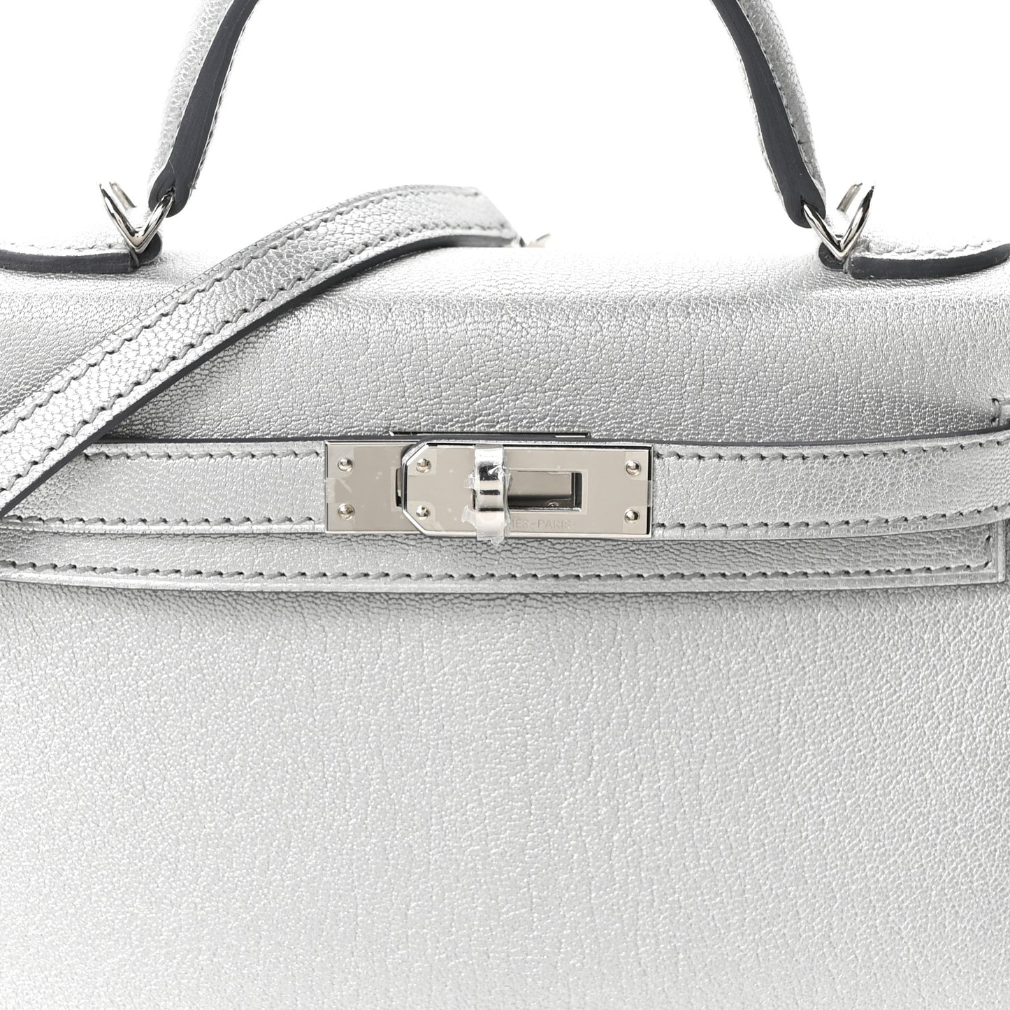 Metallic Chevre Chamkilight Mini Kelly Sellier 20 Argent