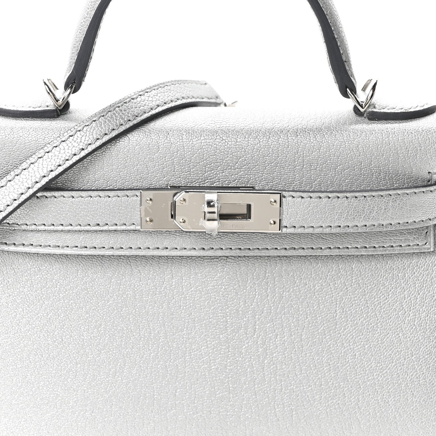 Hermes Metallic Chevre Chamkilight Mini Kelly Sellier 20 Argent 6 of 9