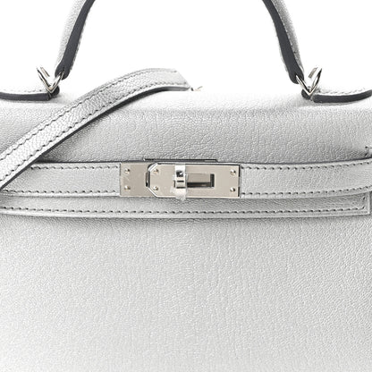 Hermes Metallic Chevre Chamkilight Mini Kelly Sellier 20 Argent 6 of 9