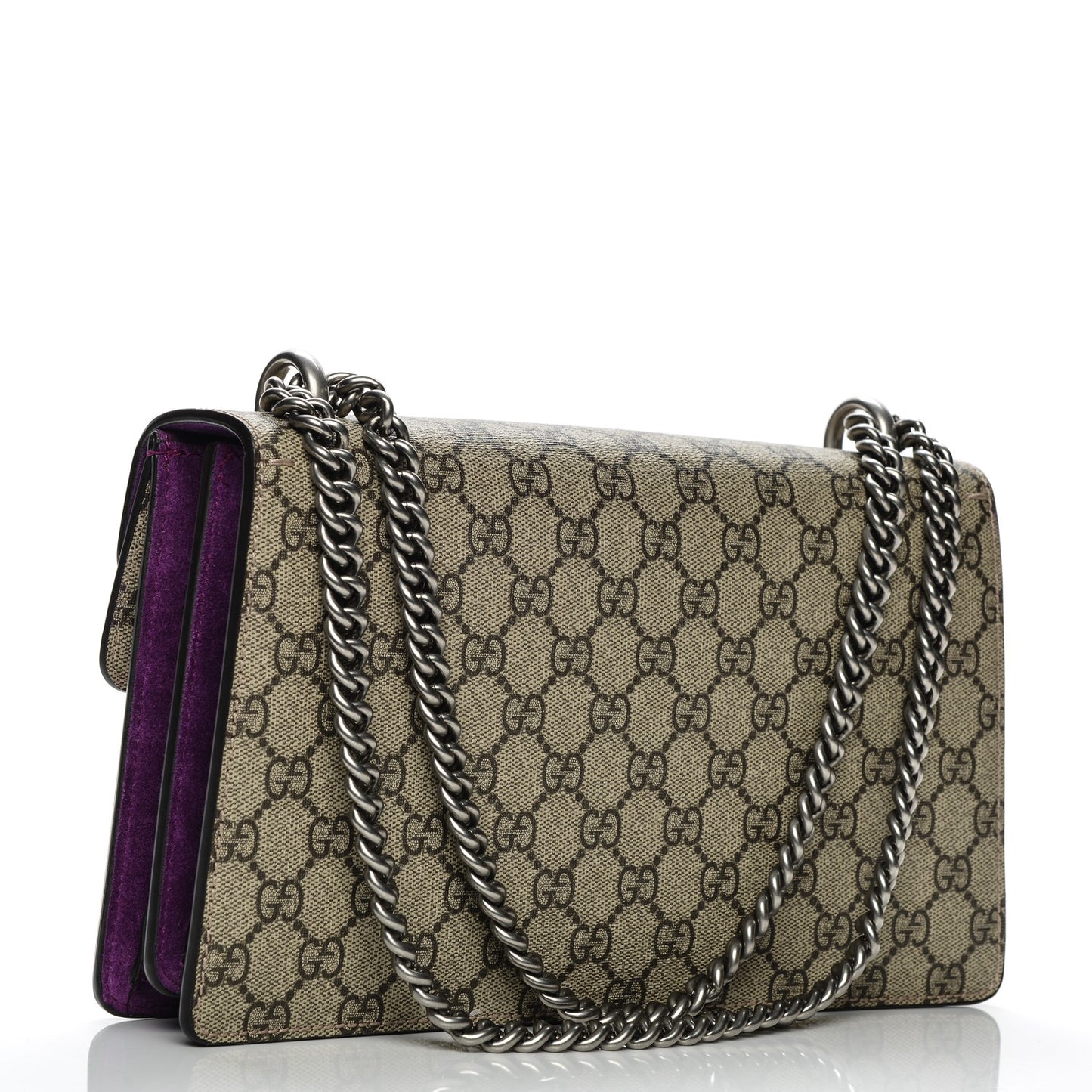 GG Supreme Monogram Embroidered Small Dionysus Shoulder Bag Purple