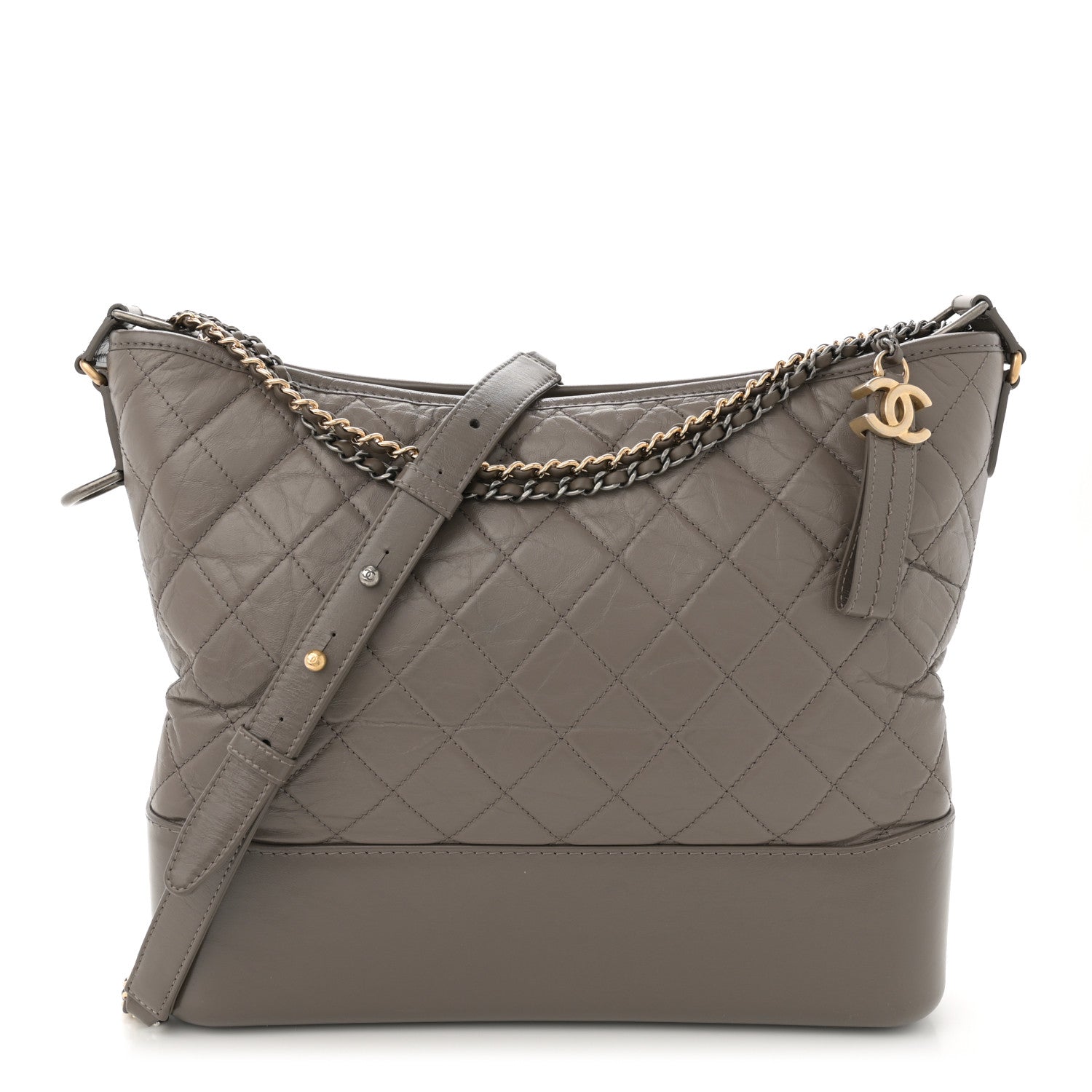 Chanel Aged Calfskin Quilted Large Gabrielle Hobo Grey 1 of 13