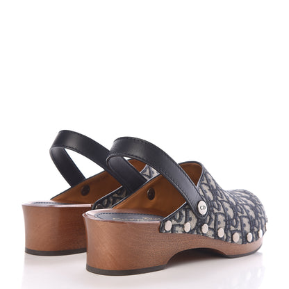 Christian Dior Canvas Oblique Diorquake 20mm Slingback Clogs 41 Deep Blue 4 of 8