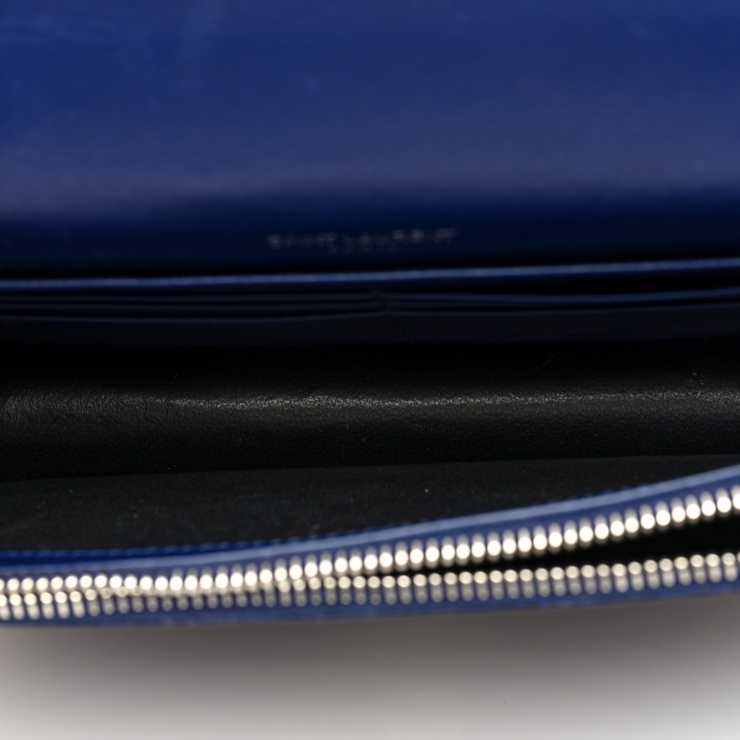 Saint Laurent Calfskin Crocodile Embossed Kate Monogram Tassel Chain Wallet Royal Blue 5 of 9