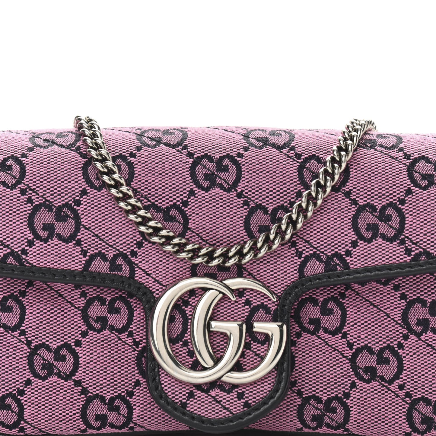 Monogram Multicolor Matelasse Diagonal Super Mini GG Marmont Shoulder Bag Pink Blue