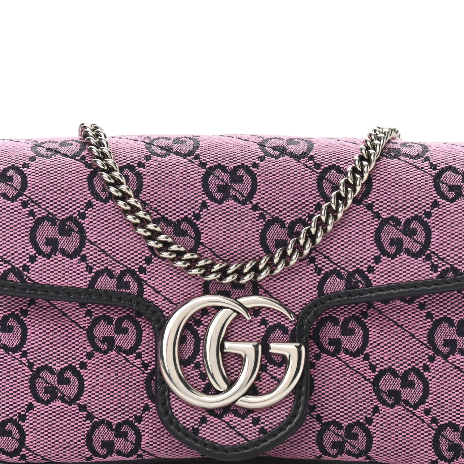 Gucci Monogram Multicolor Matelasse Diagonal Super Mini GG Marmont Shoulder Bag Pink Blue 8 of 10
