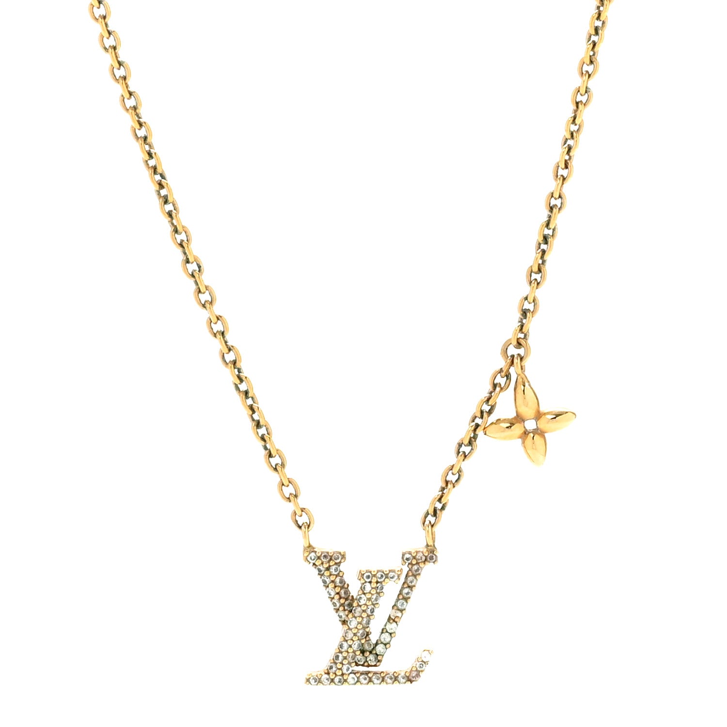 Louis Vuitton Metal Crystal LV Iconic Necklace Gold 7 of 8