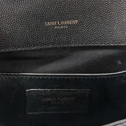 Saint Laurent Grain De Poudre Textured Mixed Matelasse Triquilt Small Monogram Monochrome Satchel Black 6 of 14