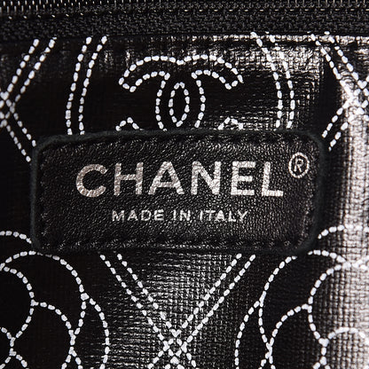 Chanel Coated Canvas Camellia Medium Shopping Tote Black Beige 7 of 10