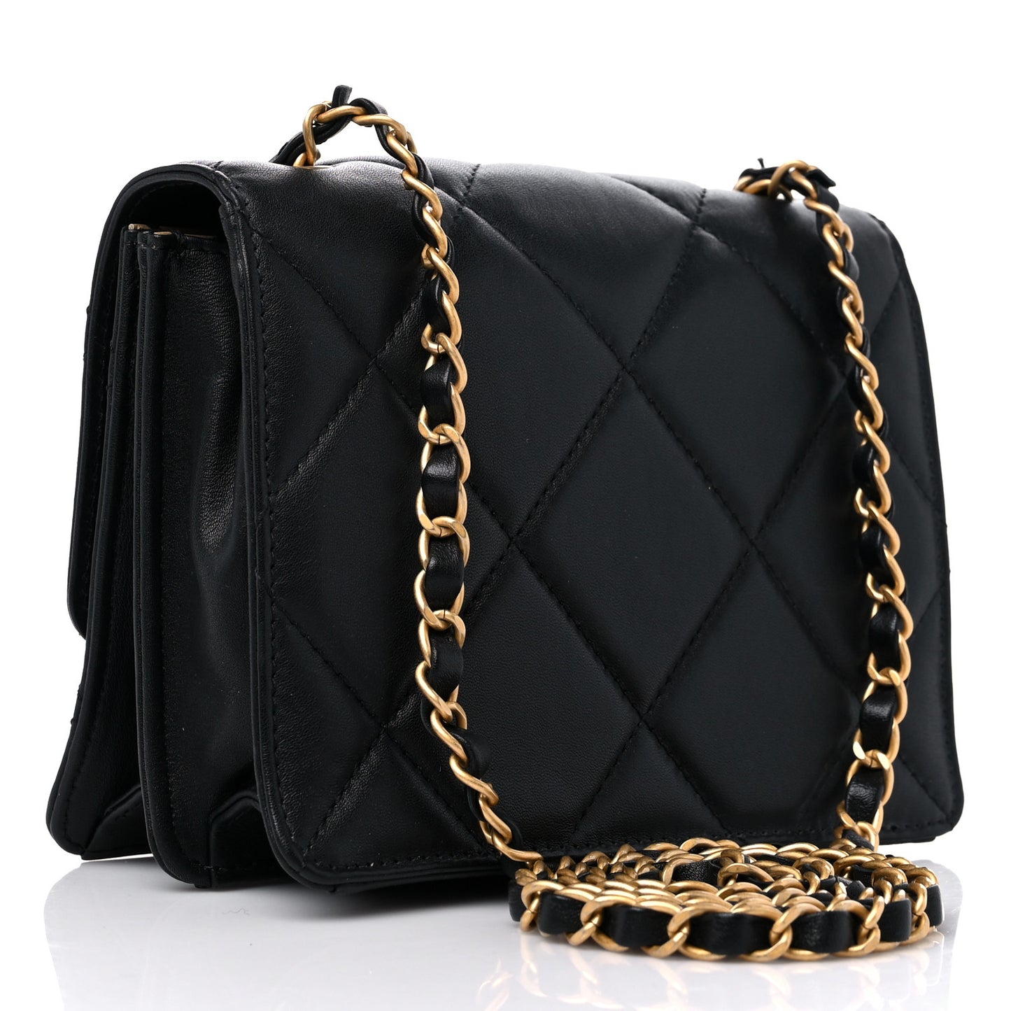 Calfskin Resin Quilted Mini Flap Black