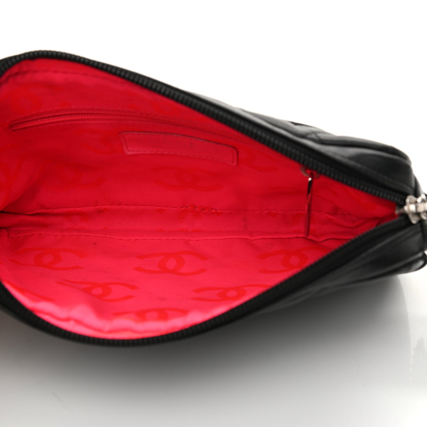 Calfskin Quilted Cambon Pochette Black White