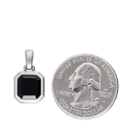 David Yurman Sterling Silver Emerald Cut Black Onyx Amulet Enhancer Pendant 2 of 4