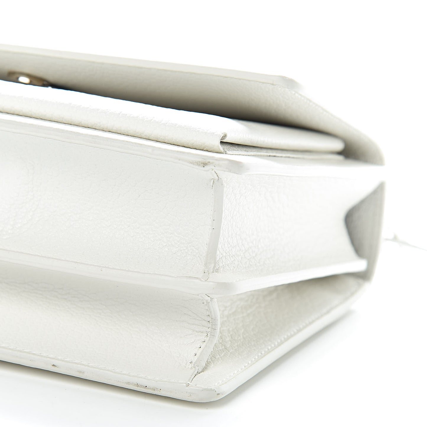 Grained Calfskin Medium Monogram Sunset Satchel White