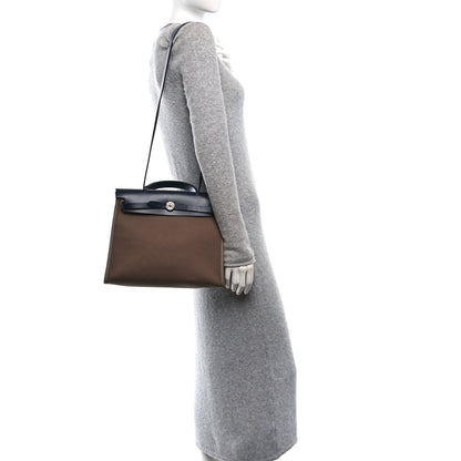Hermes Toile Officier Vache Hunter Herbag Zip 31 PM Etoupe Bleu Indigo 2 of 11