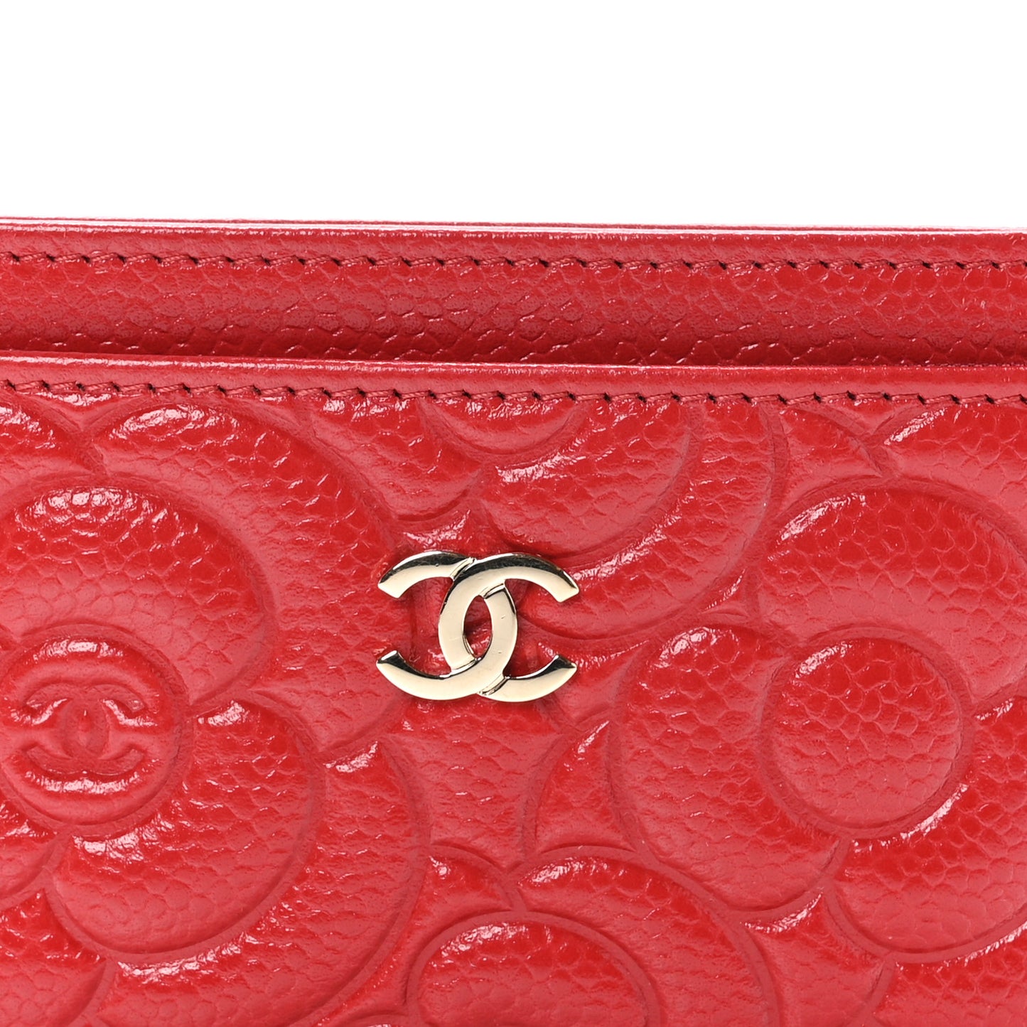 Caviar Camellia Embossed Card Holder Red