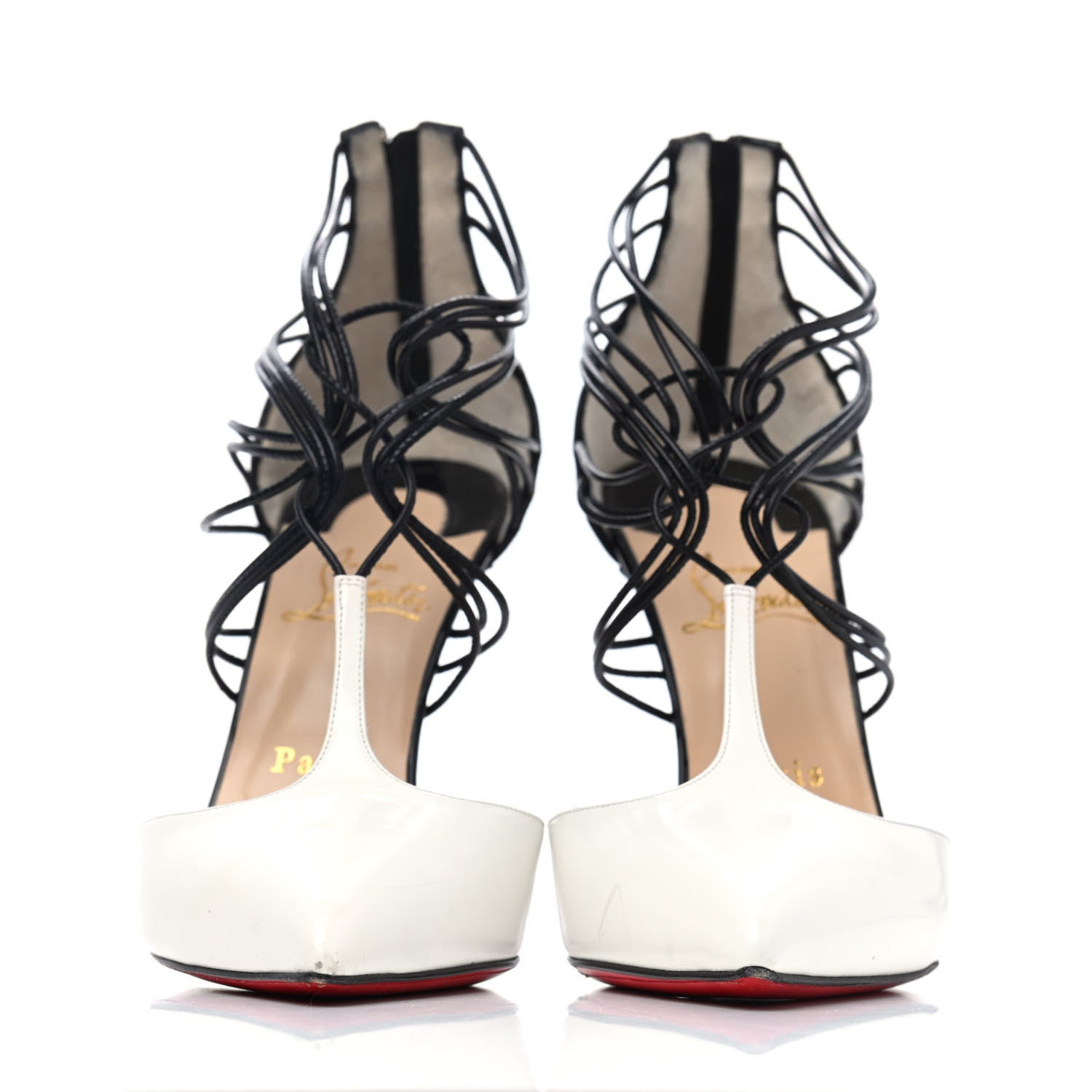 Christian Louboutin Jazz Calf Kid Patent Leopard Confusa 100 Pumps 38 White Black 2 of 4