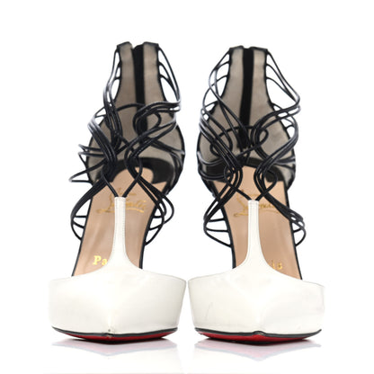 Christian Louboutin Jazz Calf Kid Patent Leopard Confusa 100 Pumps 38 White Black 2 of 4